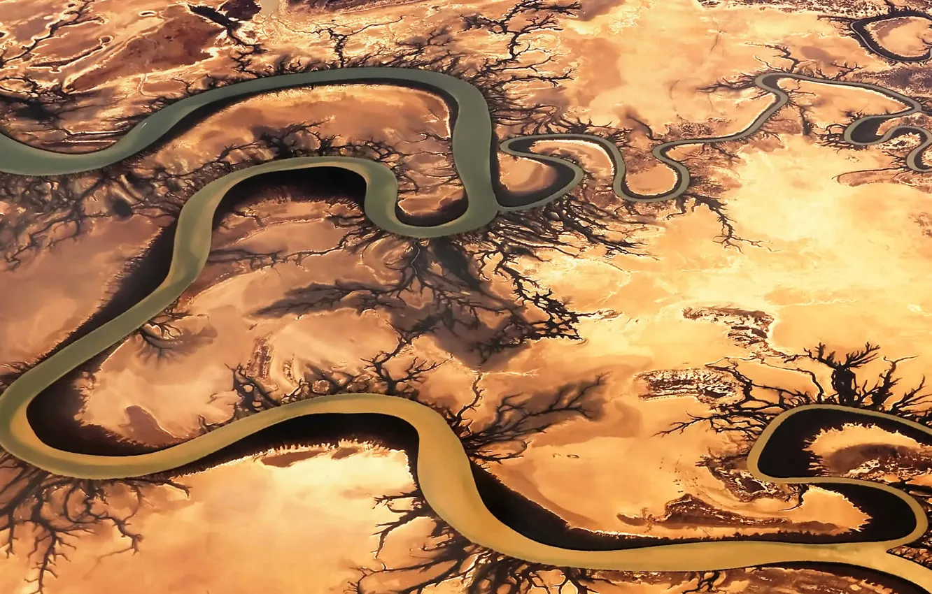 Фото обои Австралия, Квинсленд, река Каррон, вид с орбиты Земли
