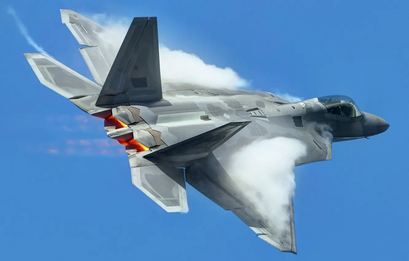 Фото обои небо, оружие, самолёт, F-22 Raptor