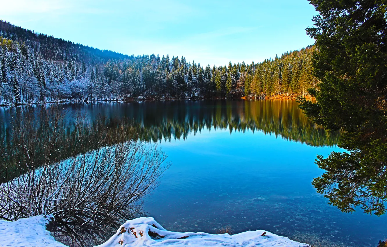 Фото обои Зима, Италия, Winter, Italy, альпы, Italia, Fusine Lakes, озеро Фузине