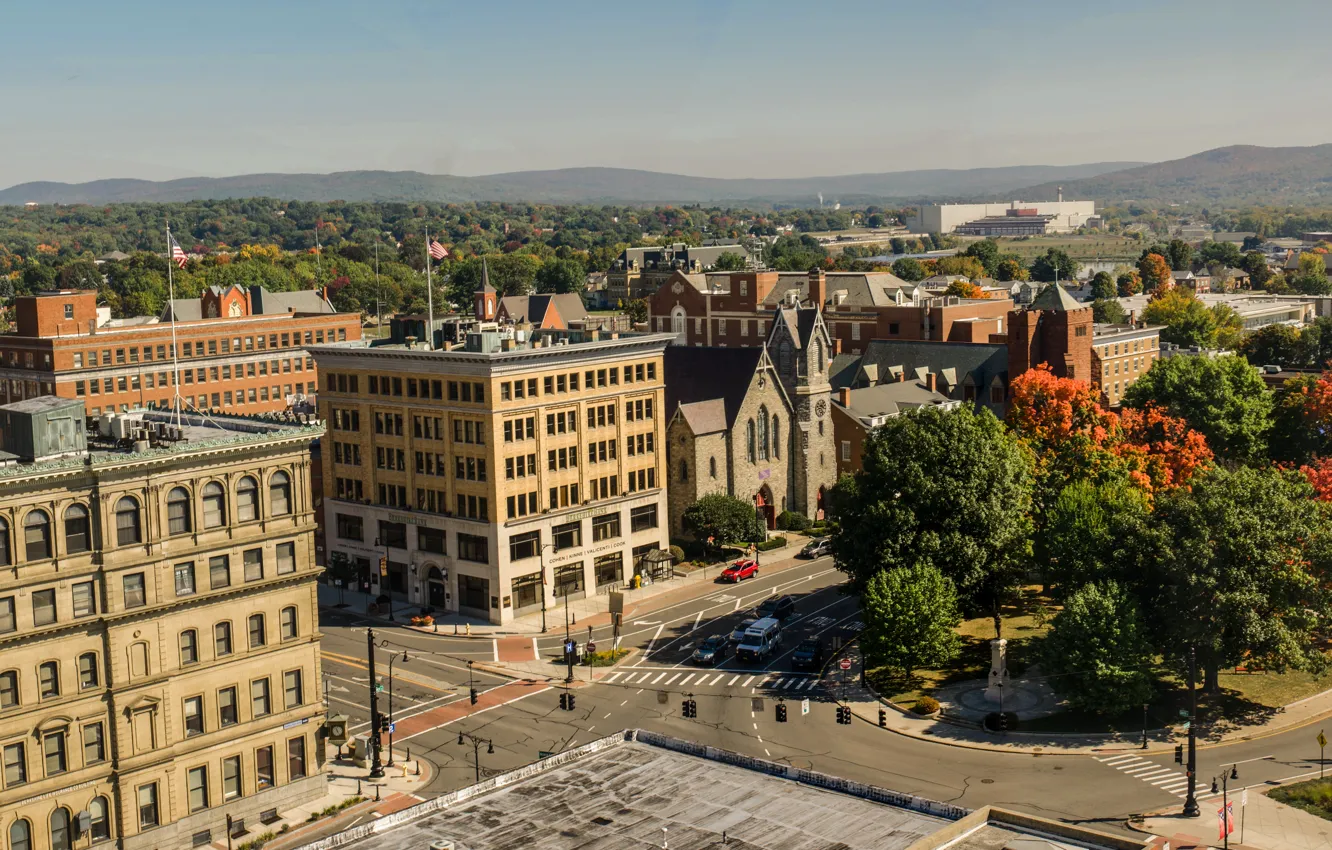 Фото обои Square, Park, Downtown, Massachusetts, Pittsfield