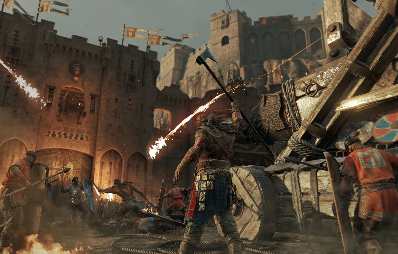 Фото обои замок, игра, бой, нападение, game, screenshot, For Honor, Фор Хонор
