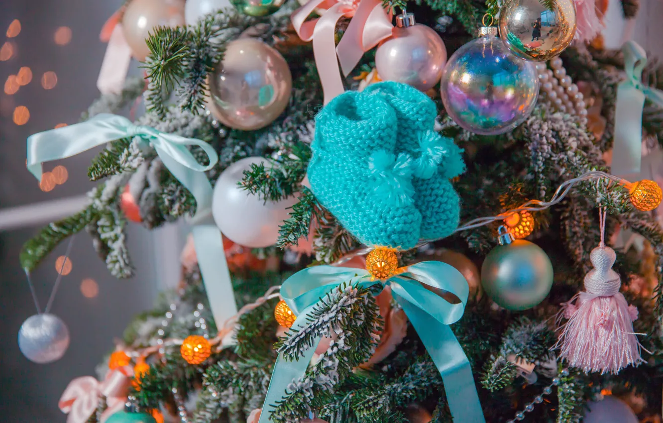 Фото обои шарики, украшения, шары, игрушки, ель, Рождество, Новый год, ёлка