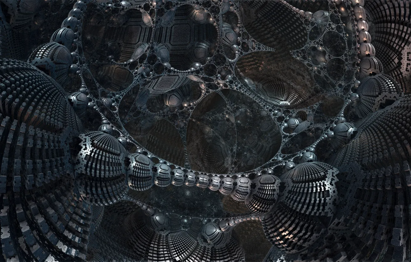 Фото обои металл, абстракция, фантастика, конструкция, структура, 3D fractal