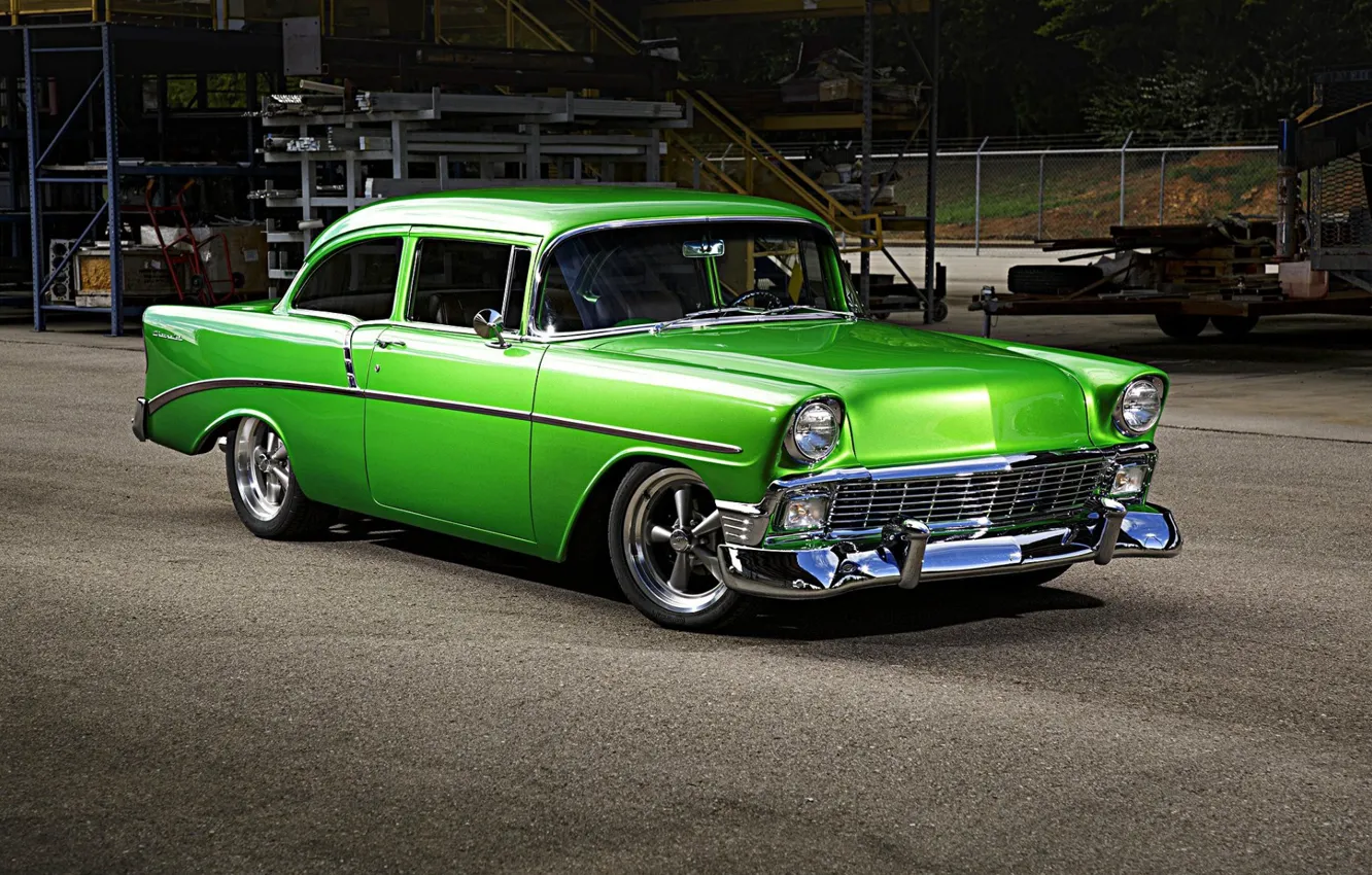 Фото обои green, Chevrolet, Bel Air, custom, 1956, classic car