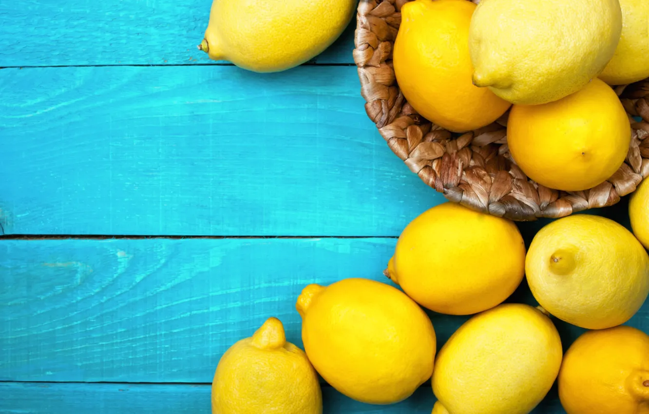 Фото обои желтый, лимон, lemon, голубой фон, цитрусовые