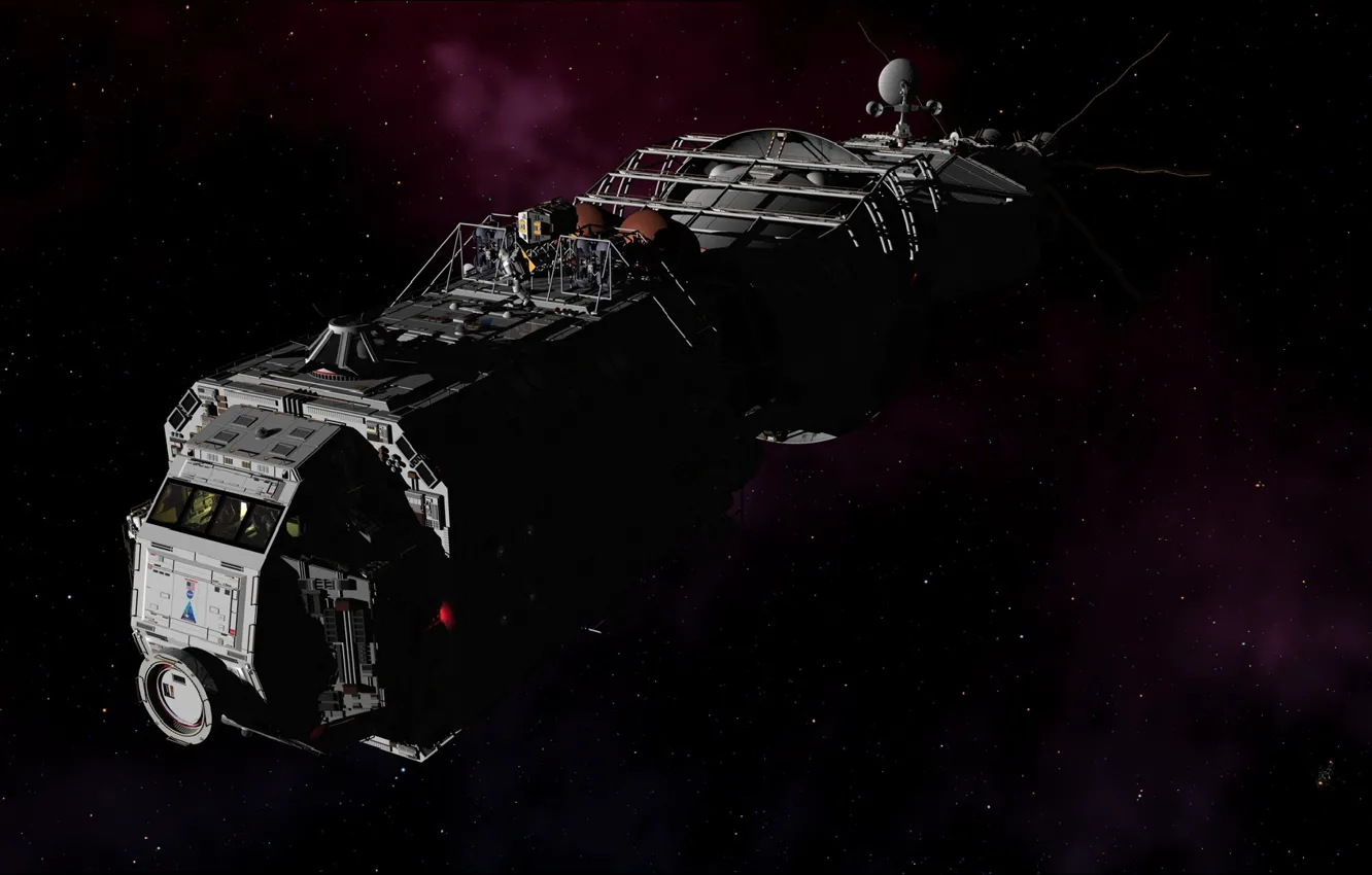 Фото обои space, render, stars, ship