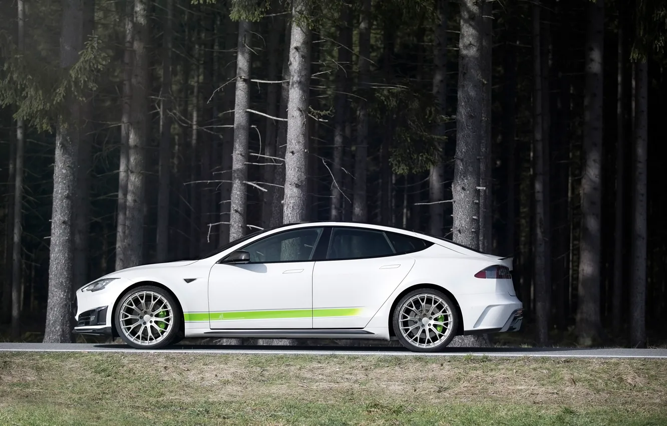 Фото обои вид сбоку, Tesla, Mansory, Model S, 2016