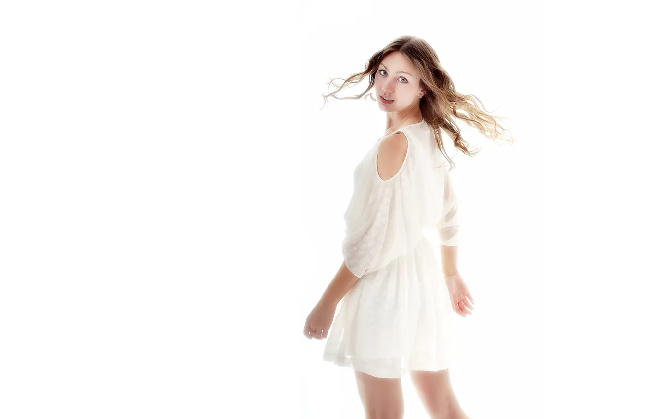 Фото обои глаза, девушка, белый фон, высокий ключ