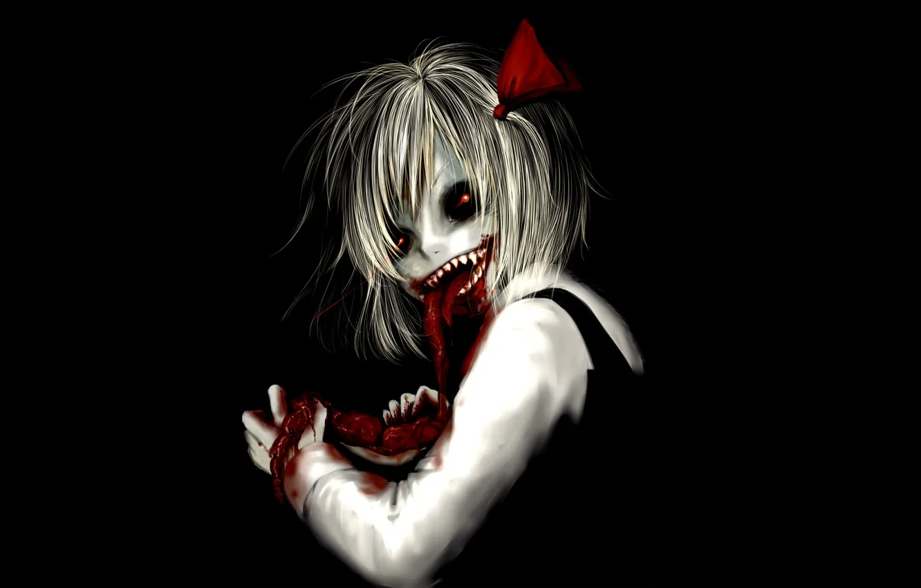 Фото обои кровь, Девушка, зубы, horror, ужасы