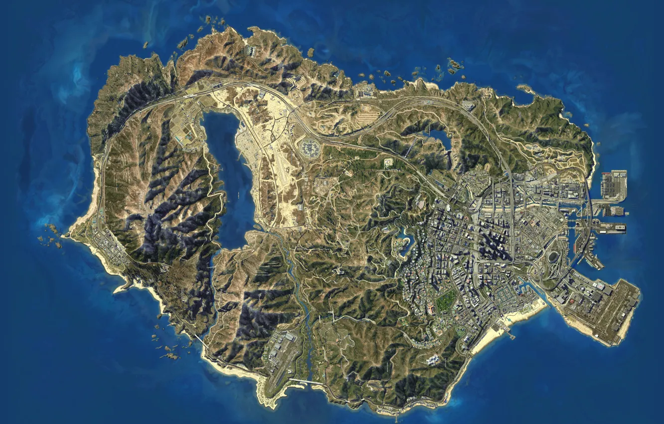 Фото обои Игры, Карта, GTA 5