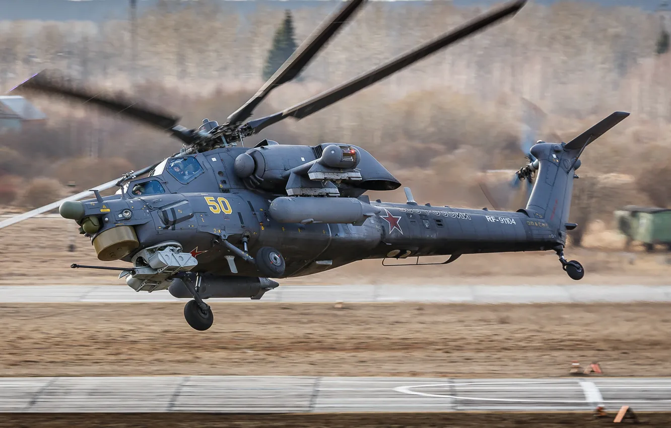 Фото обои вертолёт, взлёт, российский, ударный, Mi-28