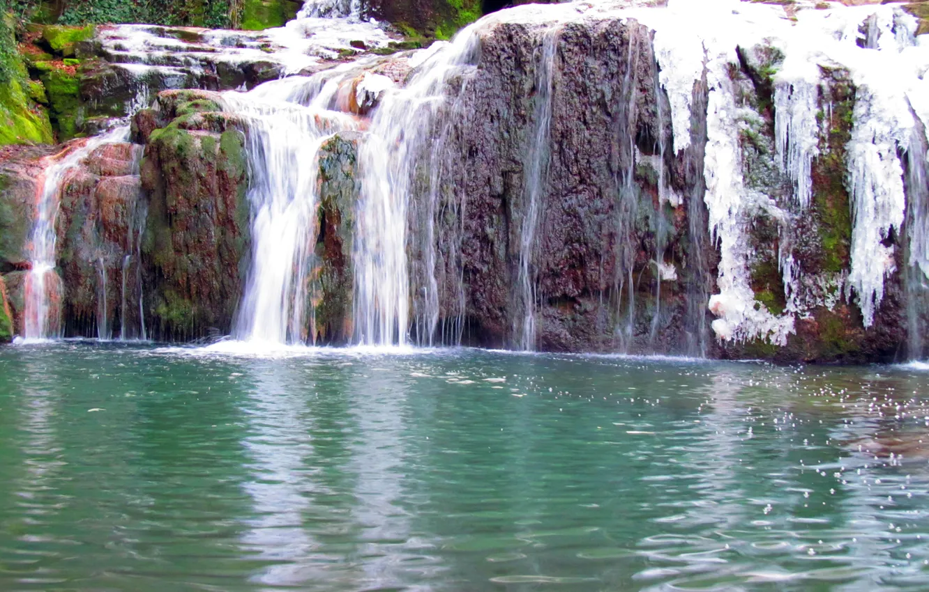 Фото обои water, mountains, waterfall