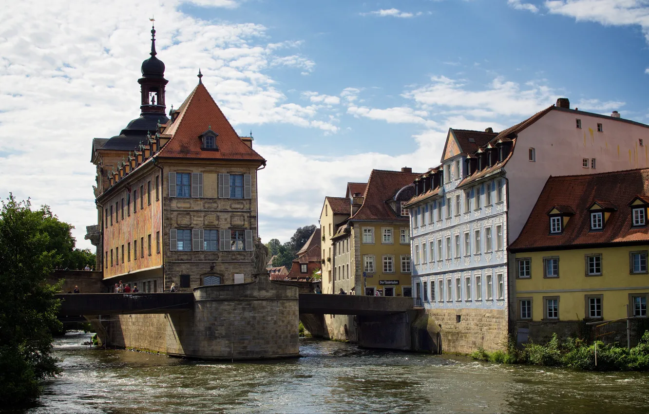 Фото обои мост, река, Германия, Бавария, Bamberg