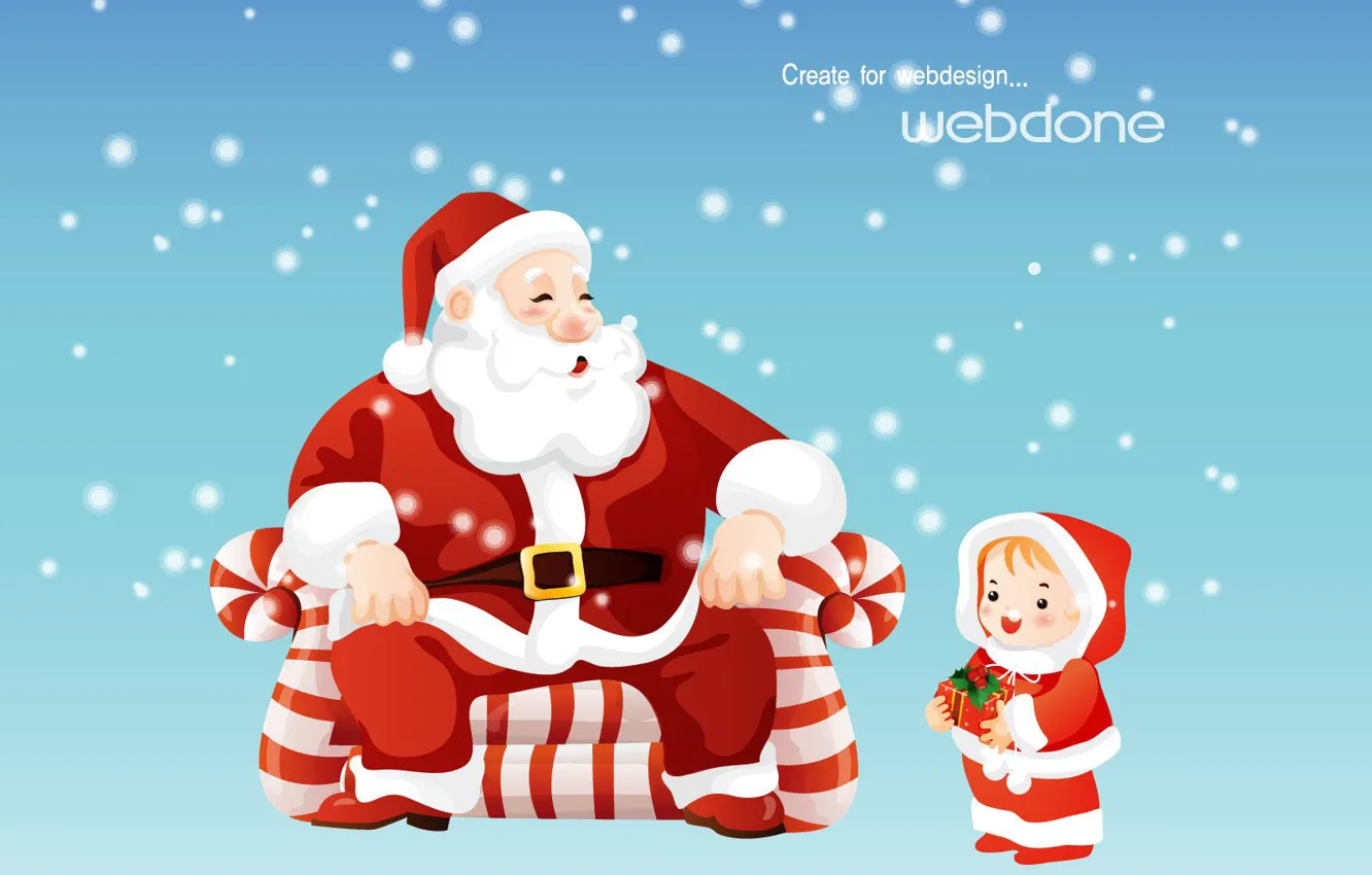 Фото обои зима, снег, детство, подарок, новый год, рождество, сказка, Санта Клаус