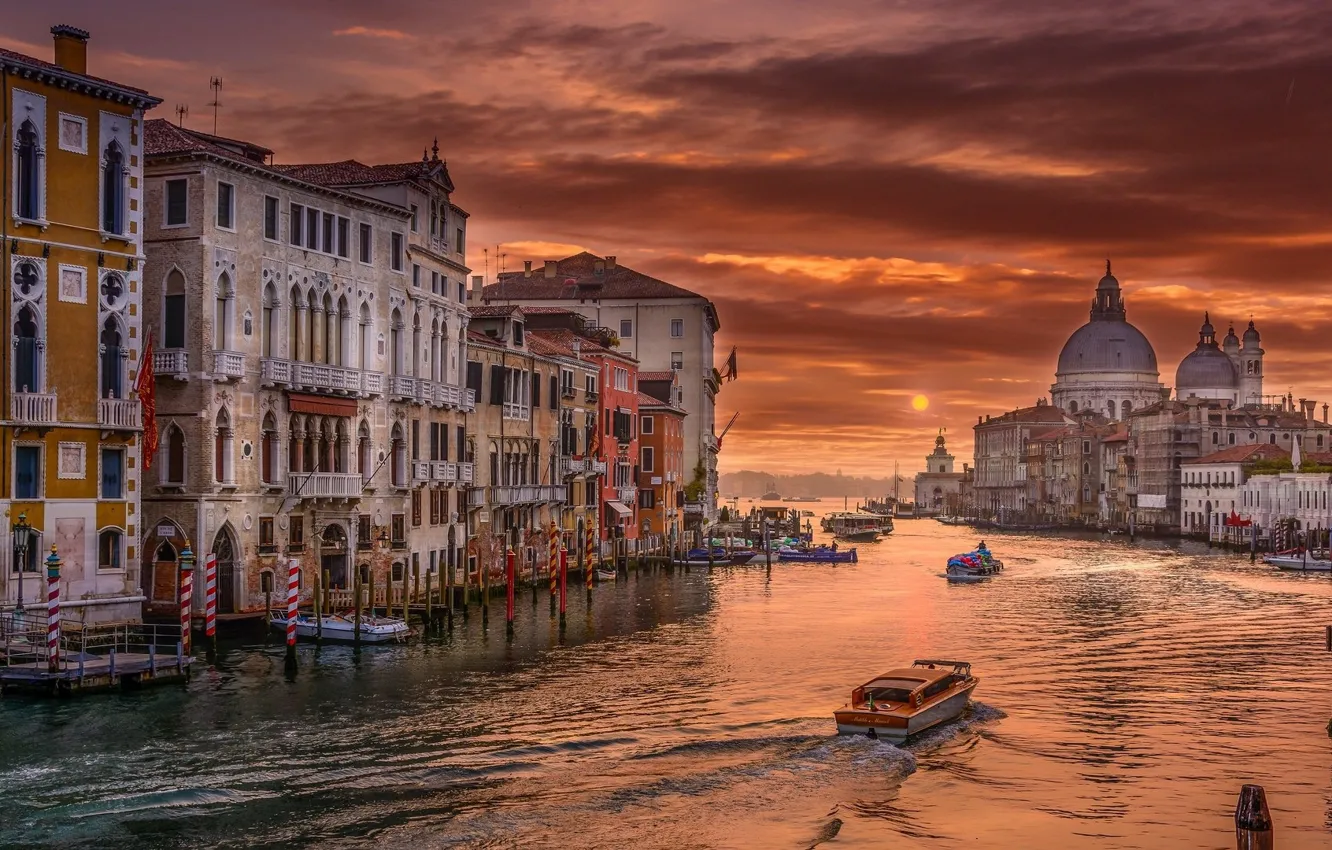 Фото обои город, вечер, Италия, Венеция