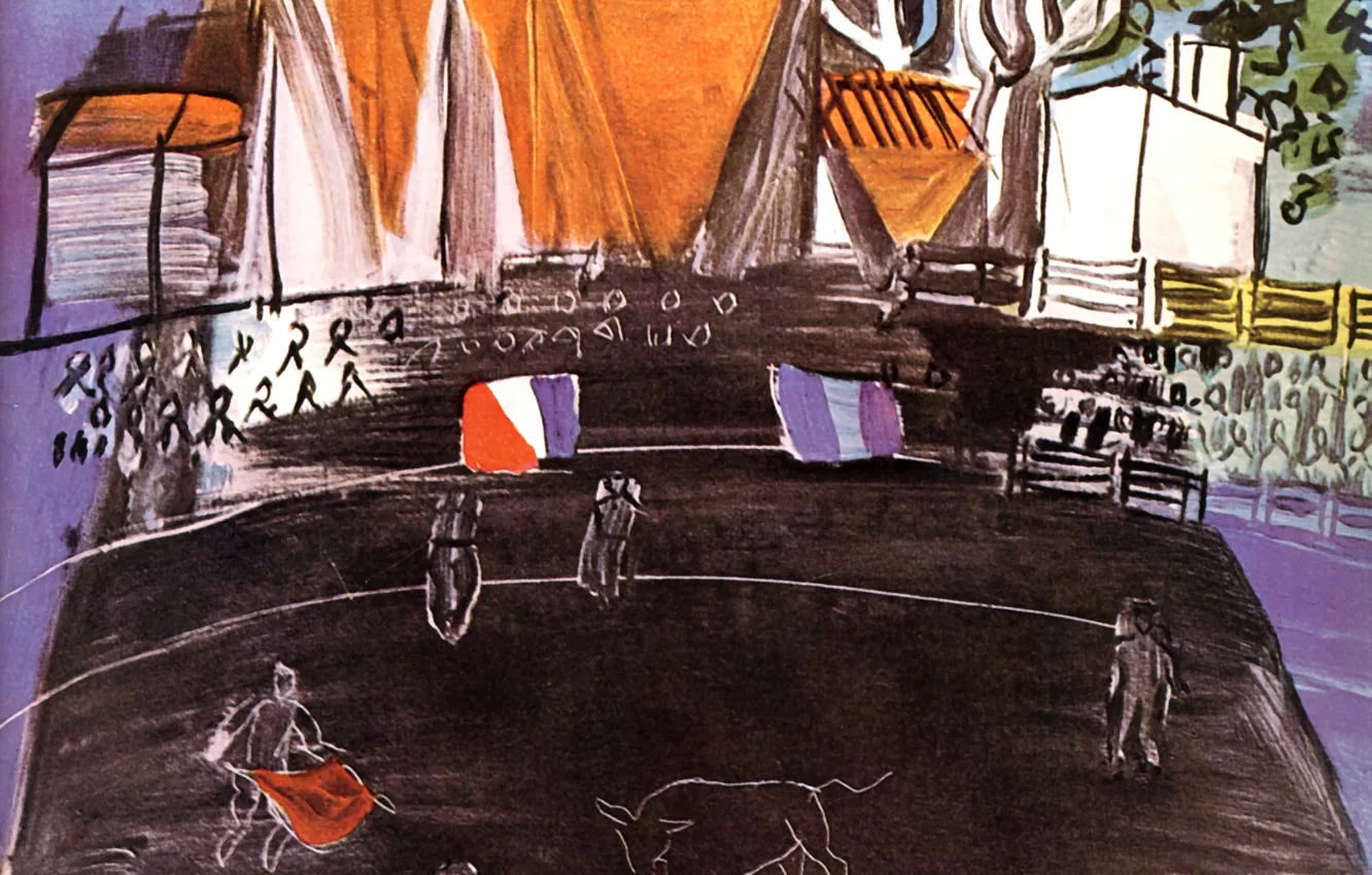 Фото обои 1949, Montpellier, Huile sur Toile, Raoul Dufy La, The Bullfight, Corrida, MusВe Fabre