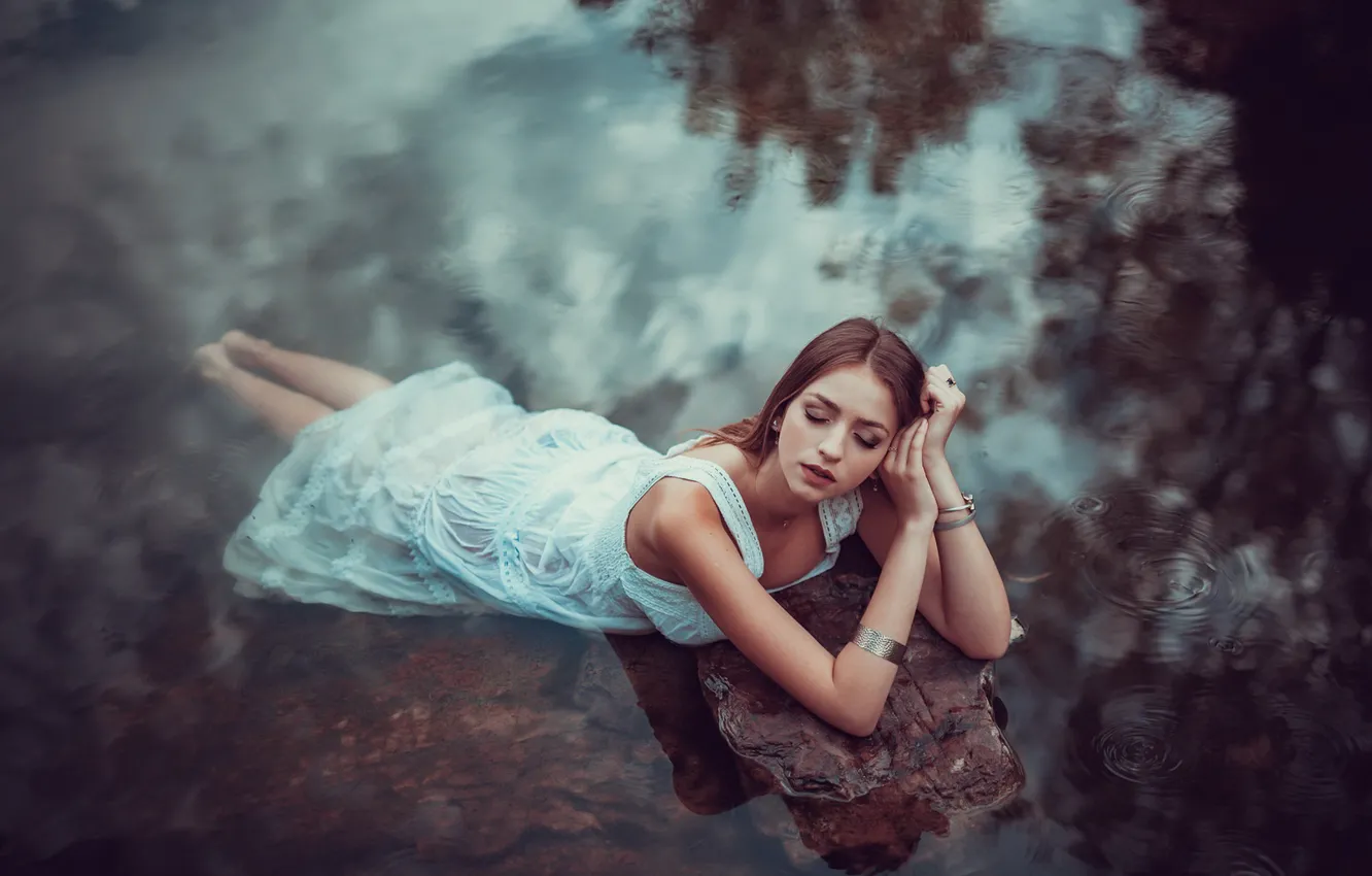 Фото обои девушка, озеро, Aina