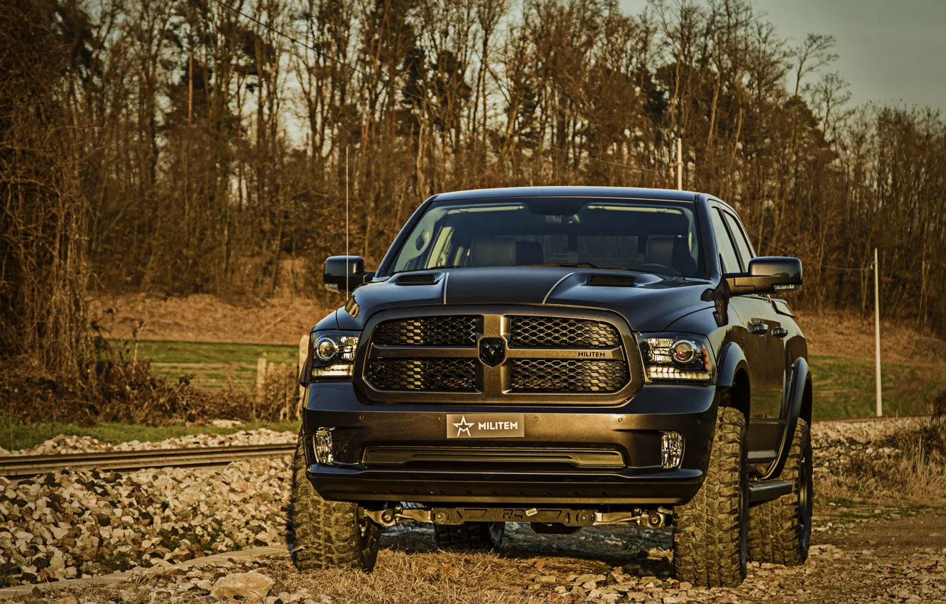 Фото обои камни, Dodge, пикап, Ram, насыпь, 2017, 1500 RX Crew Cab, Militem