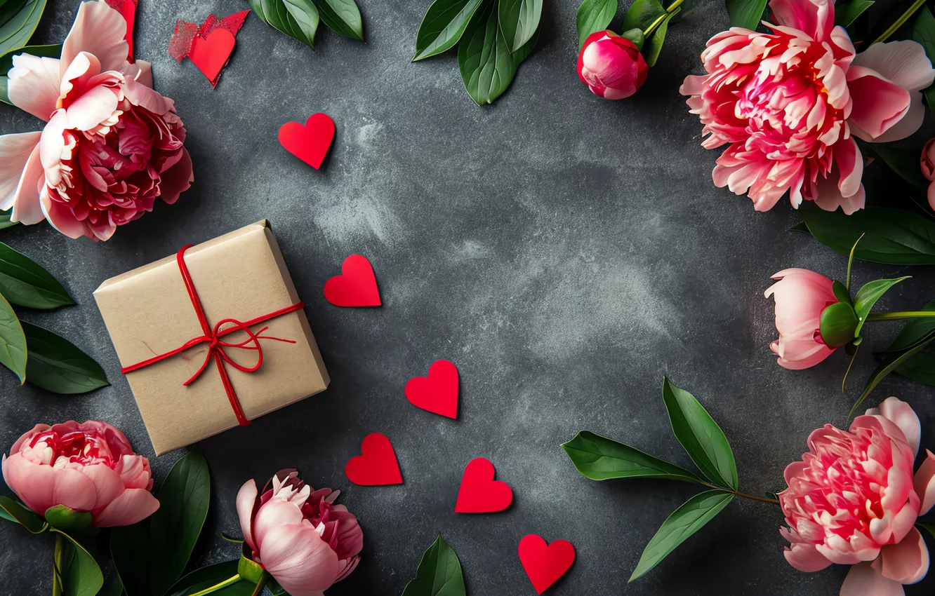 Фото обои любовь, цветы, подарок, романтика, love, happy, День святого Валентина, heart
