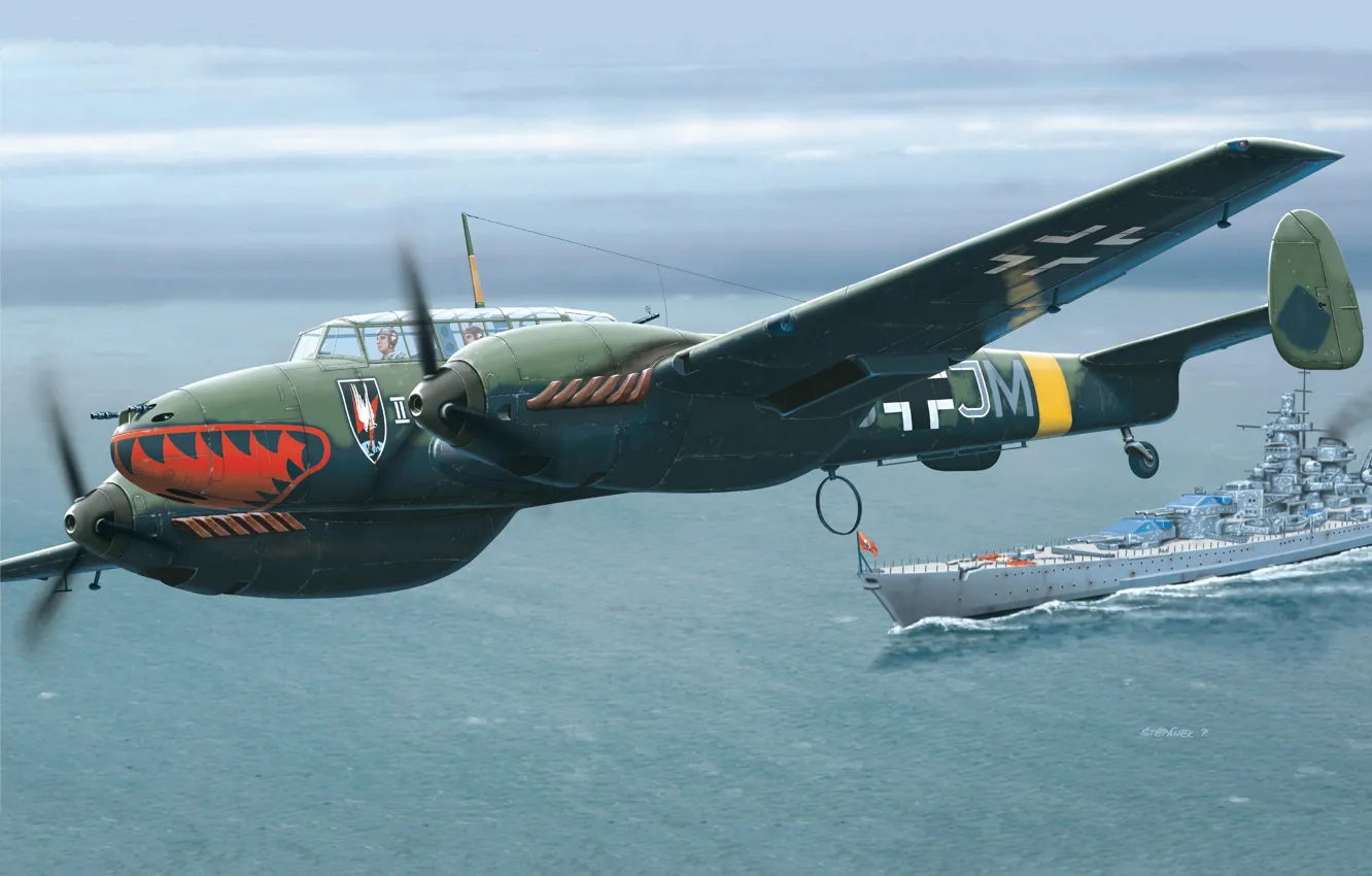 Фото обои Германия, Messerschmitt, Luftwaffe, Тяжелый истребитель, Bf. 110E