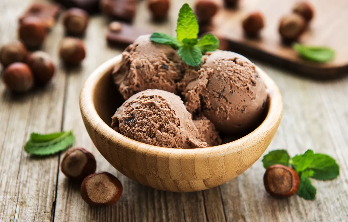 Фото обои мороженое, десерт, шоколадное, nuts, ice cream, chocalate, Oxana Denezhkina