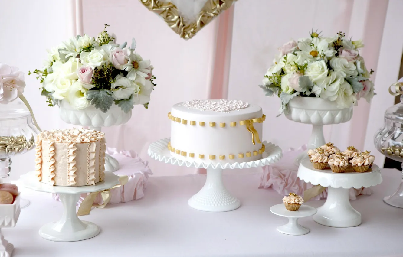 Фото обои цветы, пирожное, выпечка, сладкое, кексы, тортики