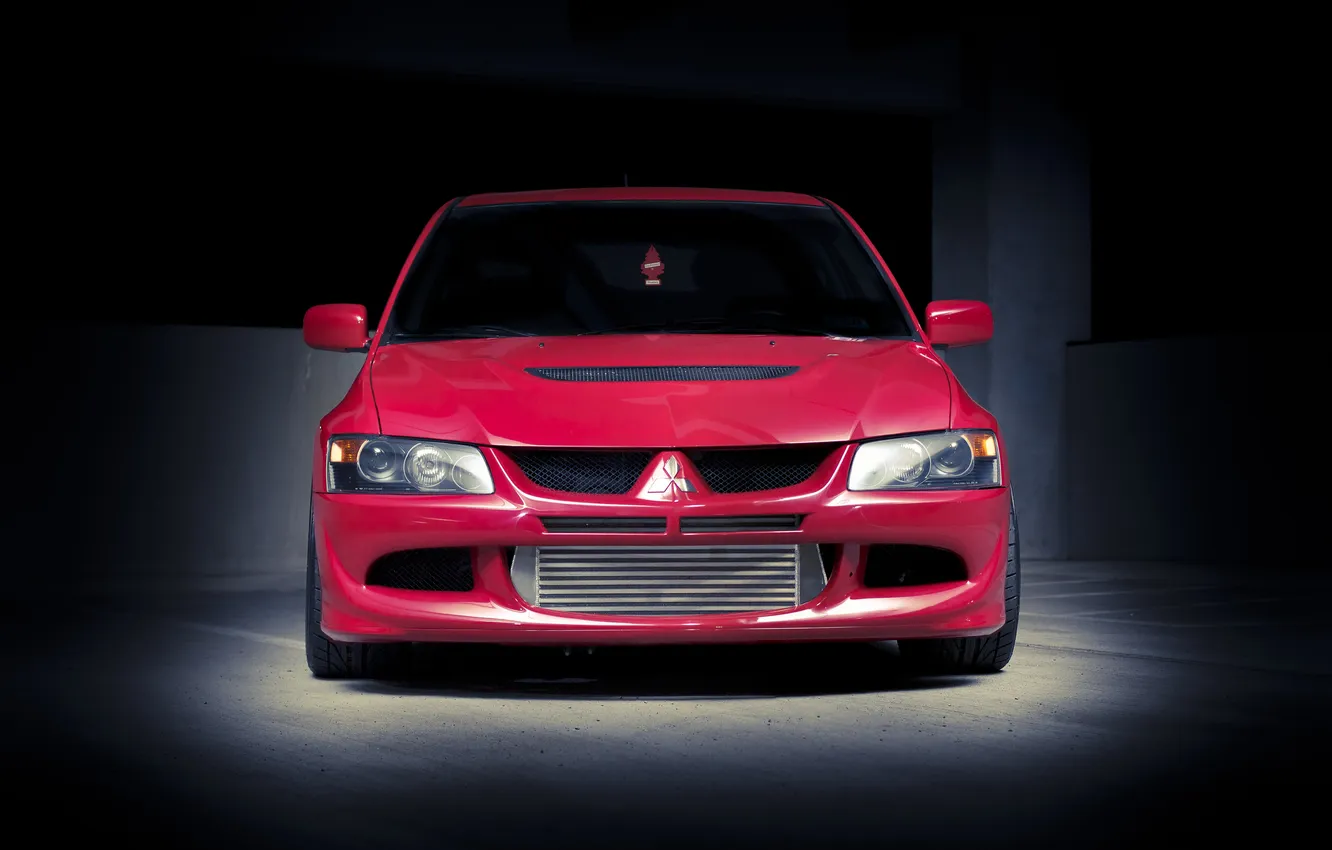 Фото обои красный, Mitsubishi, Lancer, red, Evolution, ёлочка, лансер, митсубиси