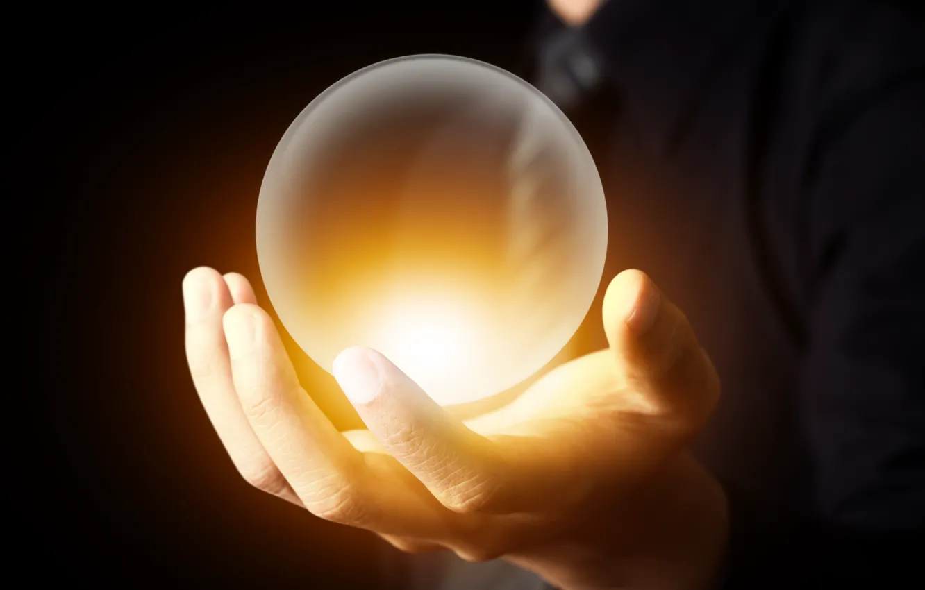 Фото обои light, hand, antigravity, magical crystal ball