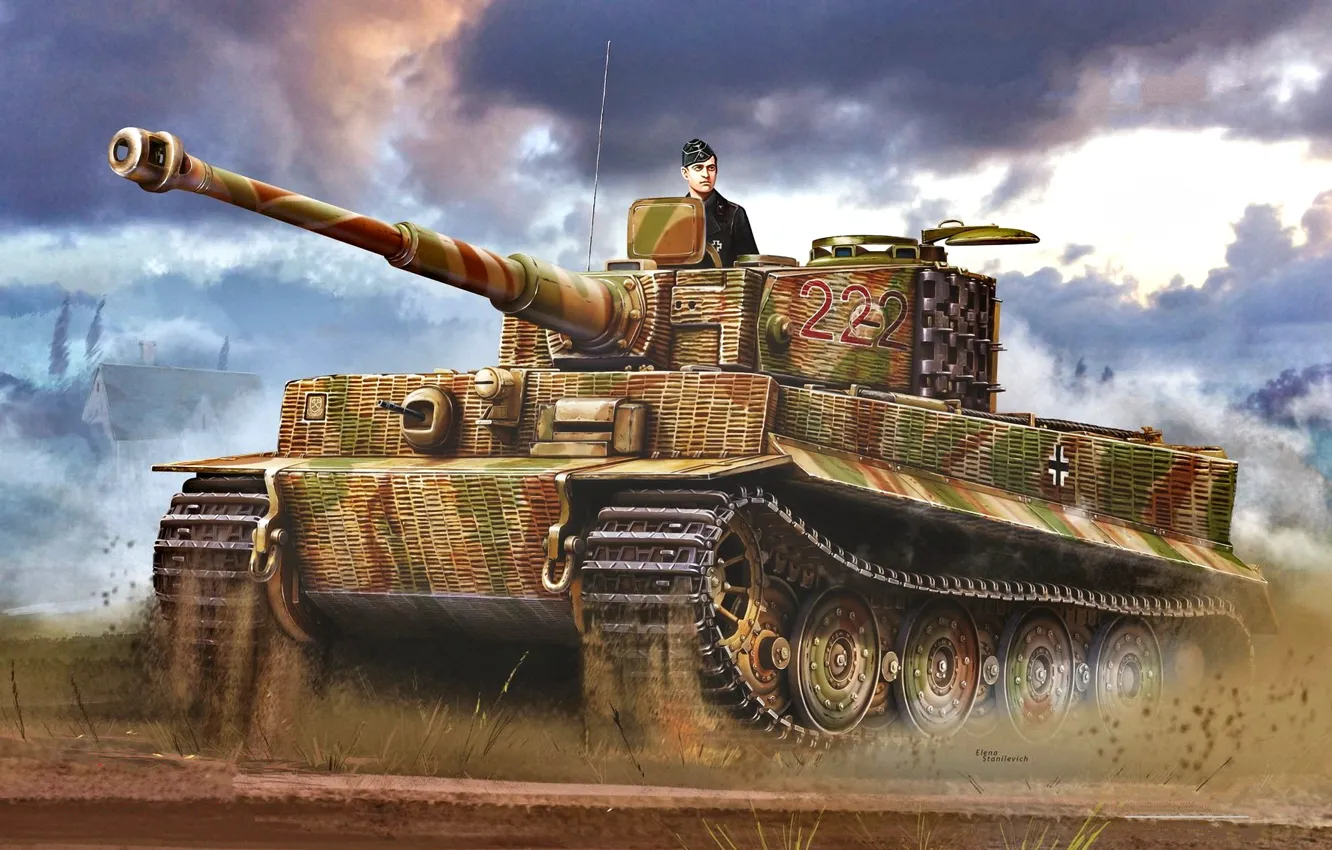 Фото обои Тигр, Танк, Тяжелый танк, Бронетехника, Waffen SS, Танкист, Tiger I Ausf.E, Schwere SS-Panzerabteilung 101