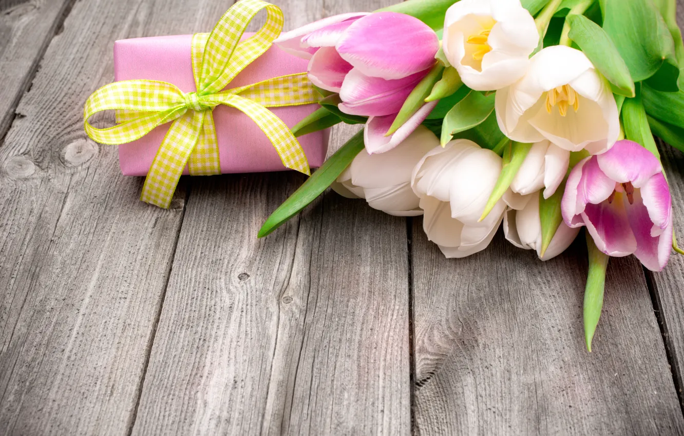 Фото обои цветы, подарок, букет, тюльпаны, fresh, flowers, tulips