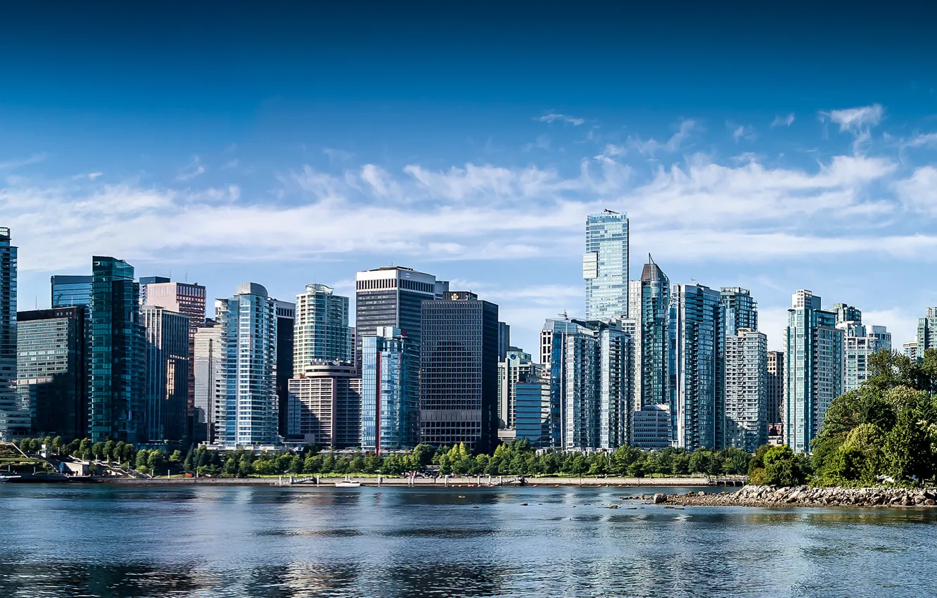 Фото обои здания, Канада, панорама, Ванкувер, Canada, British Columbia, Vancouver, Британская Колумбия