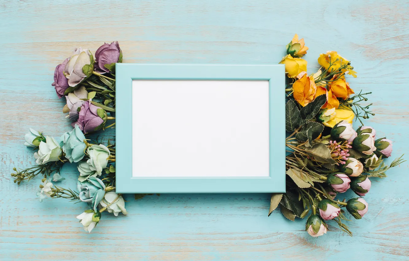 Фото обои цветы, фон, рамка, colorful, wood, flowers, bright