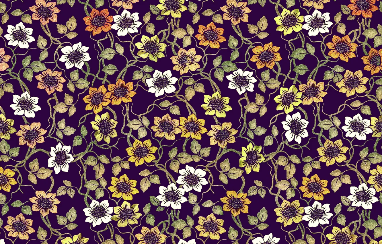 Фото обои цветы, узор, design, pattern, floral, coloful