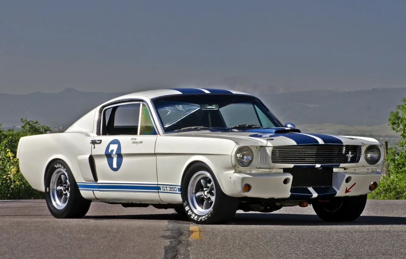 Фото обои white, Ford Mustang, muscle car, Shelby GT350R, 1965.
