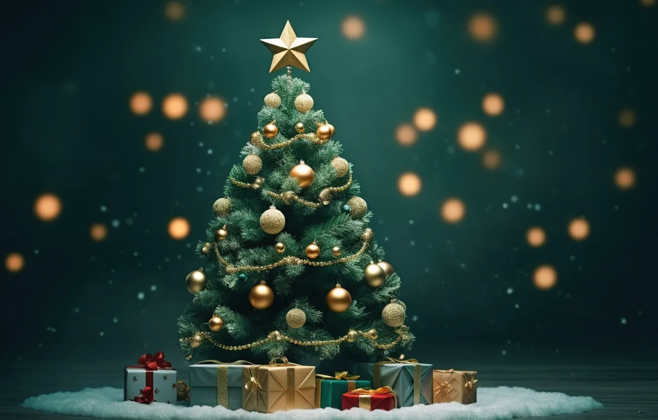 Фото обои украшения, шары, елка, colorful, Новый Год, Рождество, подарки, new year