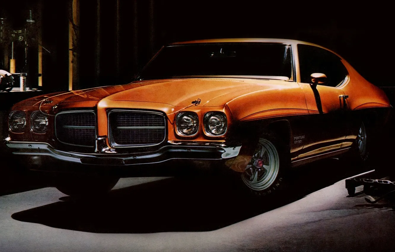 Фото обои 1971, полумрак, Coupe, Pontiac, Понтиак, Muscle car, Hardtop, Мускул кар