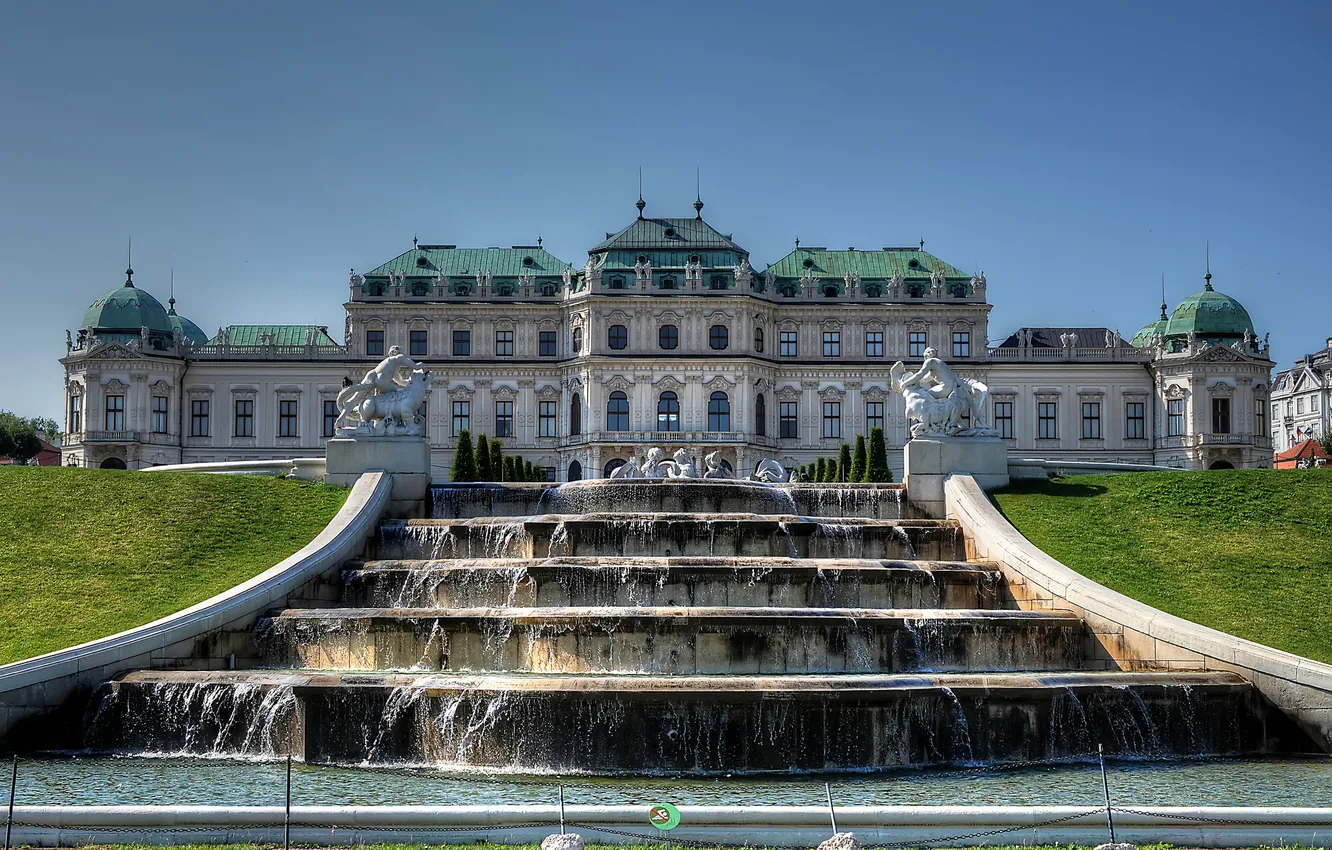 Фото обои Австрия, фонтан, дворец, скульптуры, Austria, Вена, Vienna, Бельведер