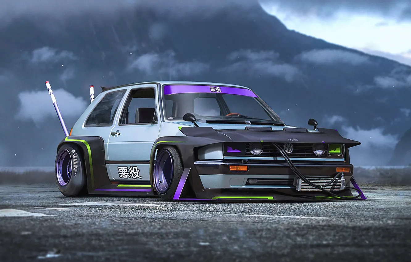 Фото обои Concept, Volkswagen, Car, Golf, Future, by Khyzyl Saleem, Bosozoku