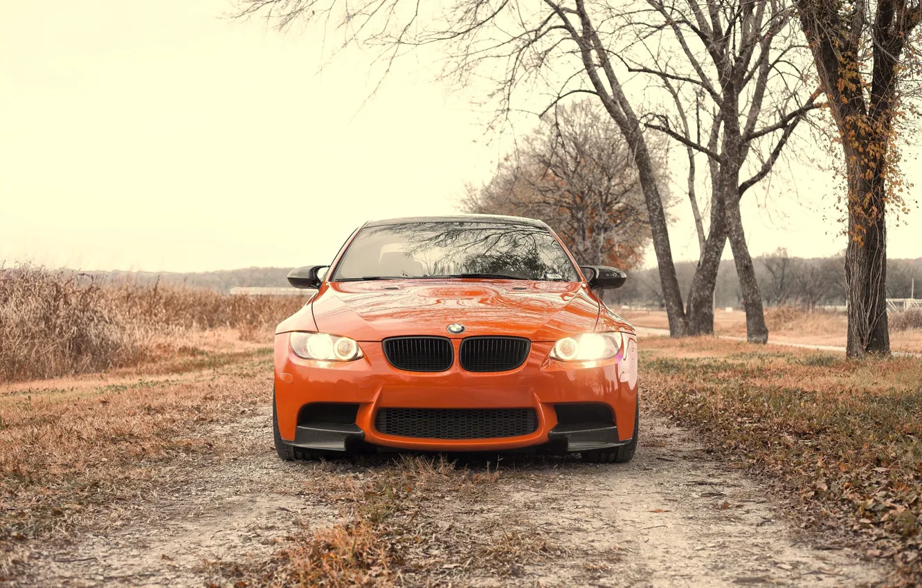 Фото обои BMW, Autumn, E92, Lime Rock Park Edition, M3, Dirt road