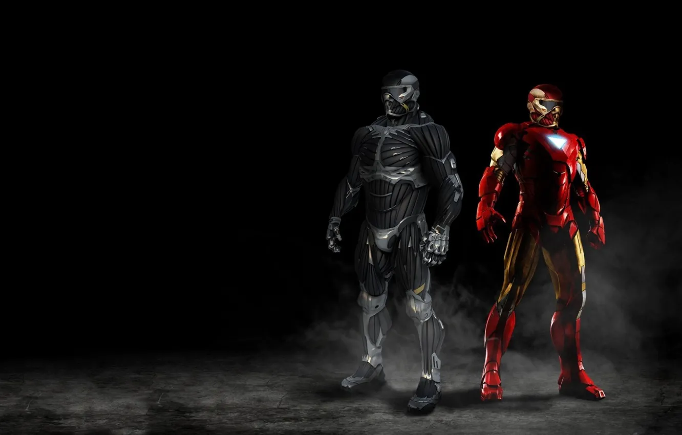 Фото обои Crysis, mecha, Crysis 2, Iron Man, man, Marvel, nanosuit, Crytek