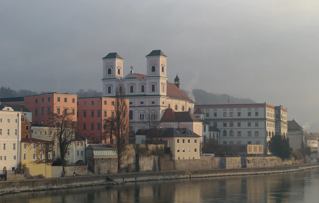 Фото обои река, дома, Германия, Бавария, Пассау, Инн