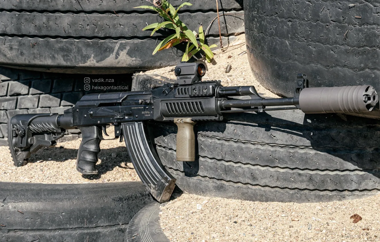 Фото обои рендеринг, оружие, тюнинг, Автомат, Gun, weapon, Калашников, АКМ