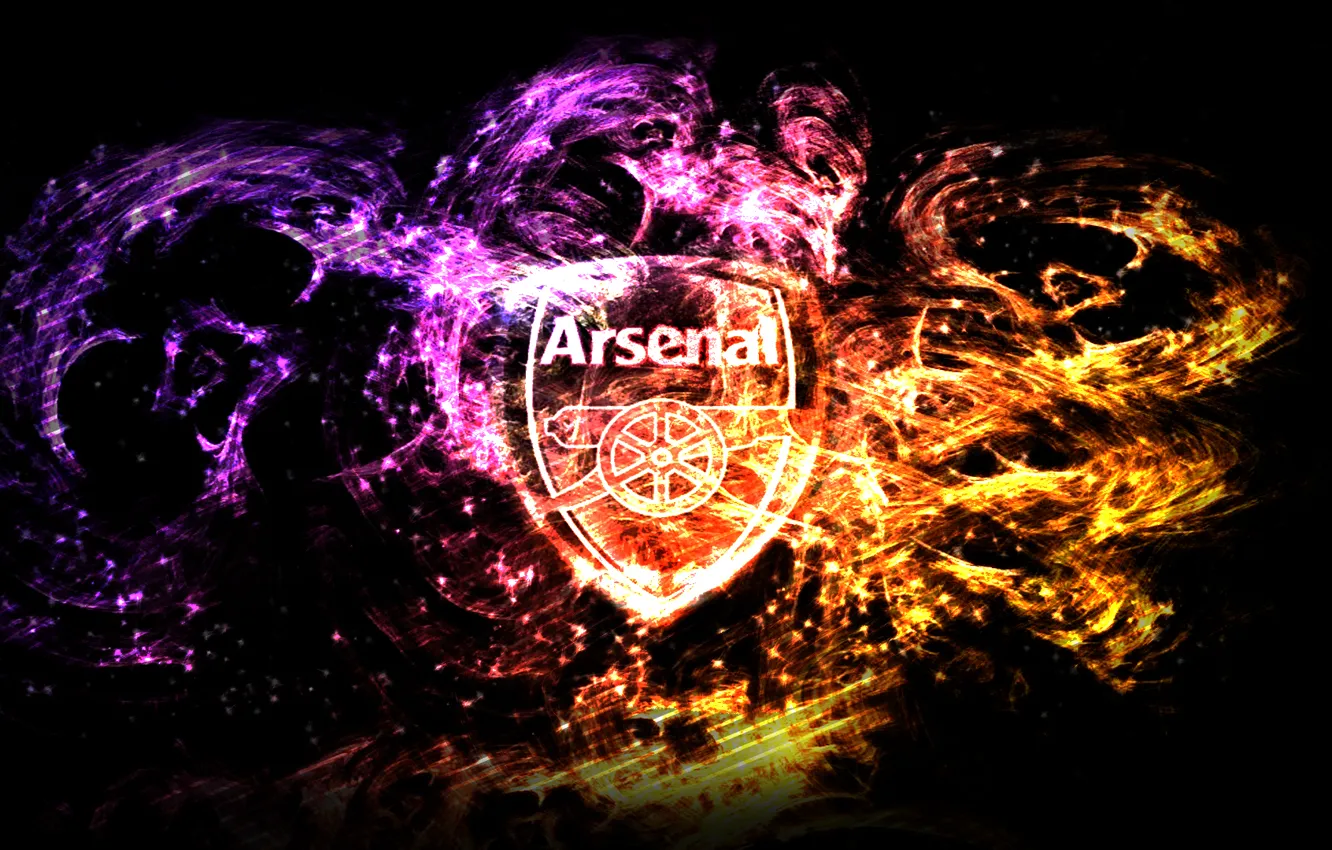Фото обои фиолетовый, оранжевый, красный, Logo, Arsenal, Magic