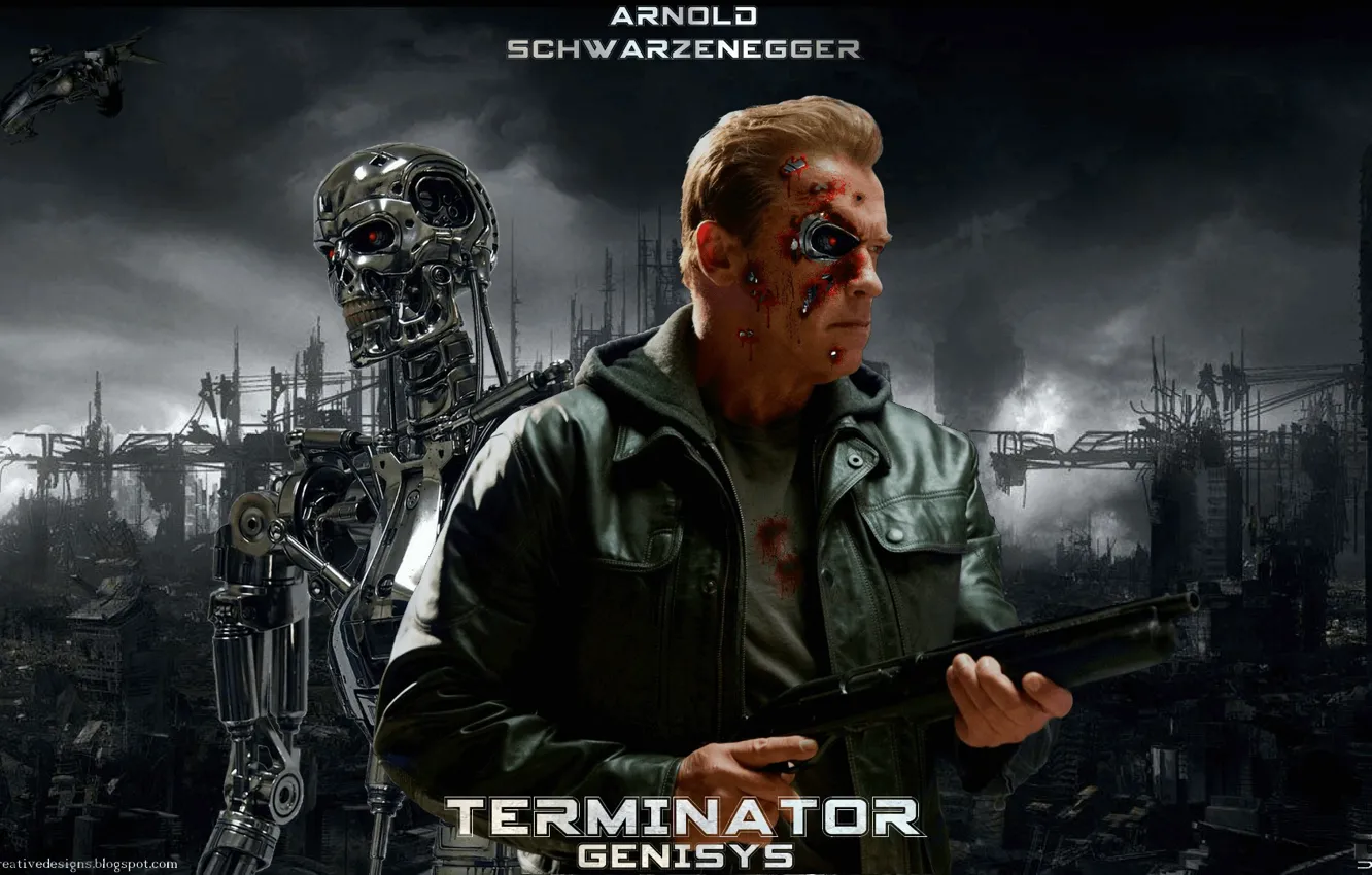 Фото обои девушка, арнольд шварценеггер, Terminator-Genisys