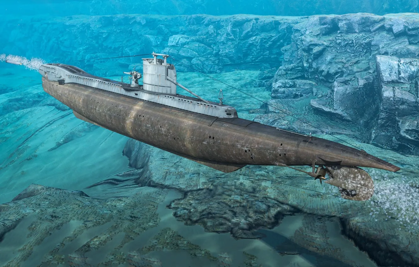 Фото обои Британия, Вторая Мировая война, Undine, На глубине, Подводная лодка U Class