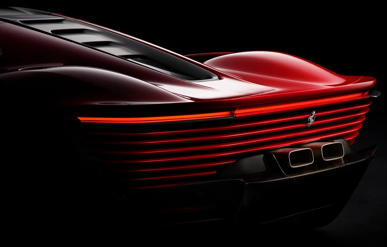 Фото обои Ferrari, суперкар, supercar, задок, выхлопные трубы, Daytona, rear view, произведение искусства
