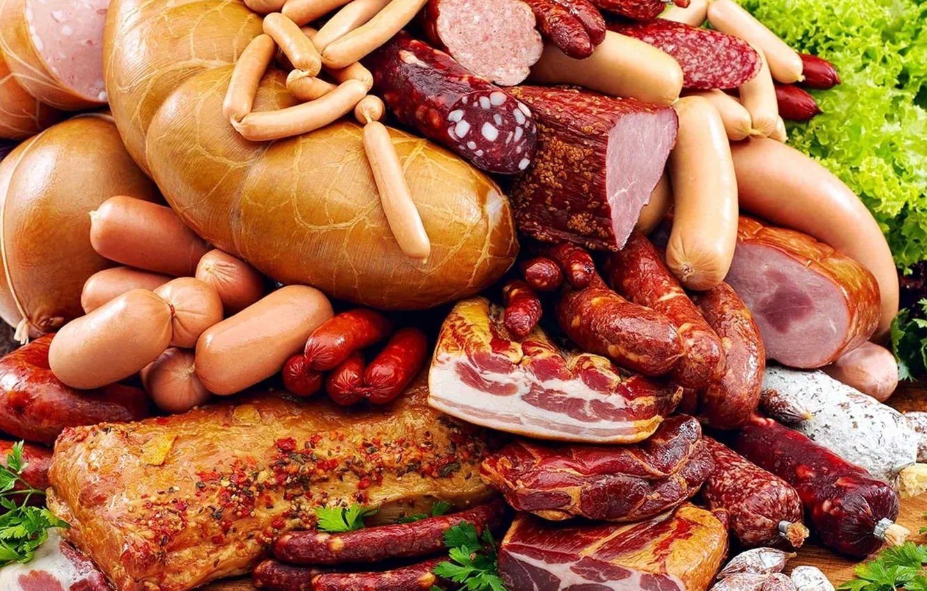 Фото обои мясо, колбаса, вечина, сардельки