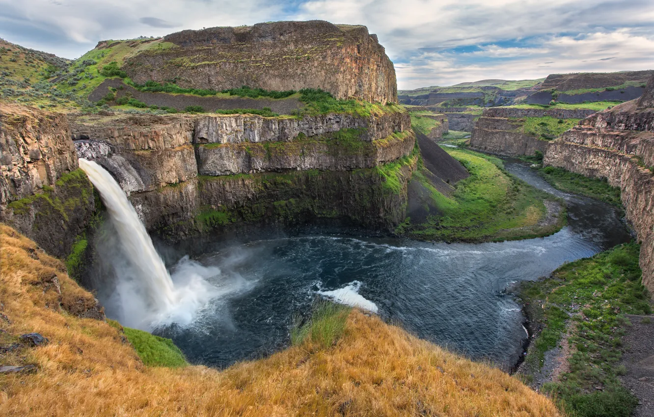 Фото обои природа, скалы, водопад, USA, США, nature, Palouse falls, Палаус Фолс