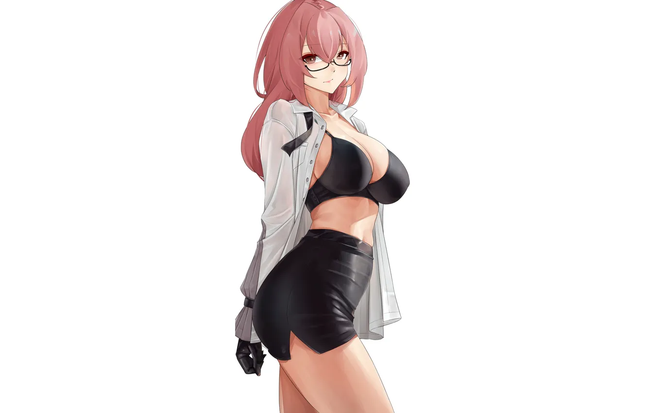 Фото обои girl, sexy, bra, pink hair, boobs, anime, breasts, babe