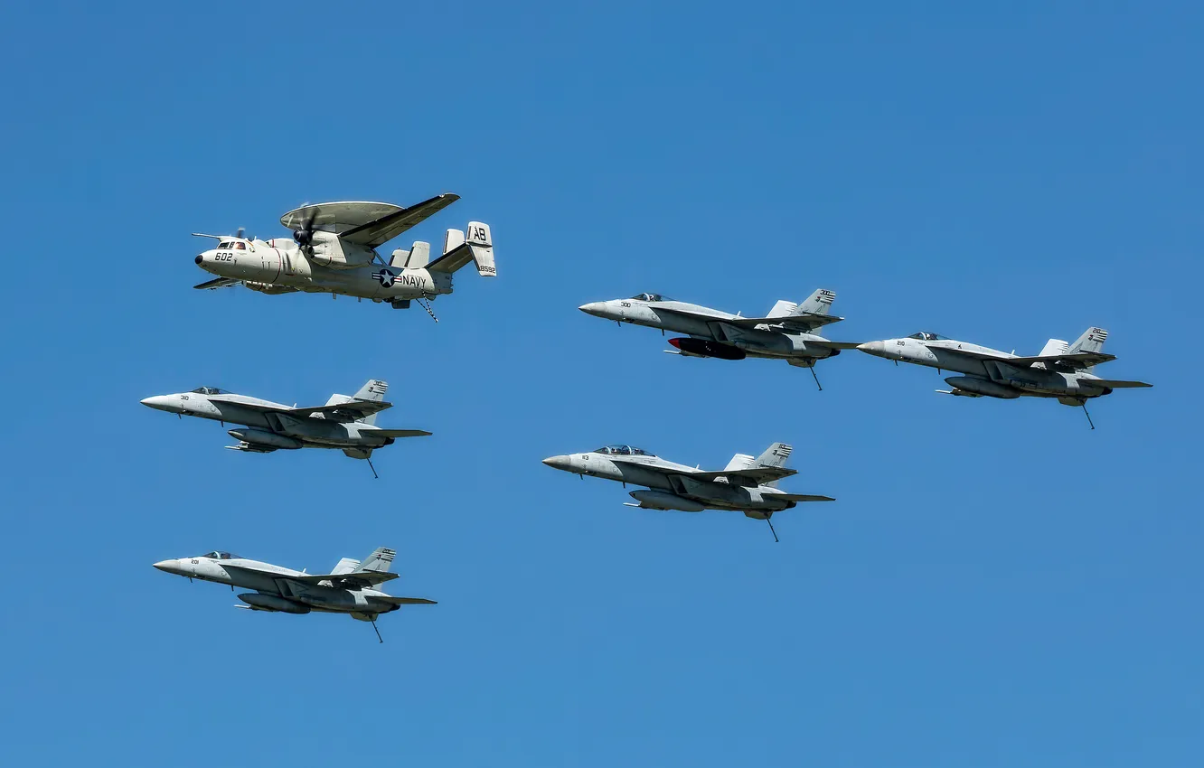 Фото обои небо, самолёт, строй, Боевые самолёты